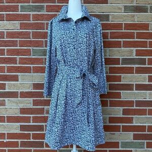🌷 Vineyard Vines V-neck Belted Blue White 3/4 Sleeve Allover Floral Midi Dress